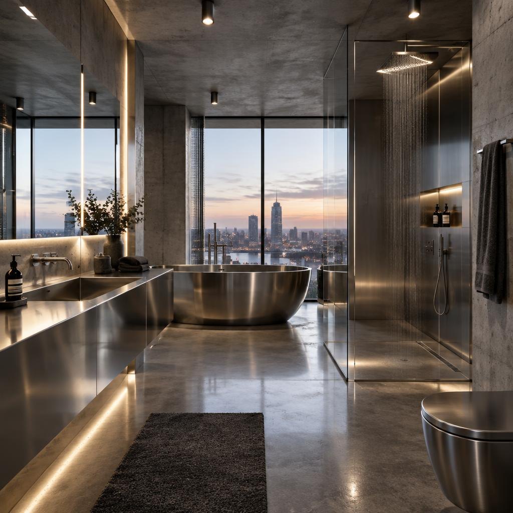 Łazienka beton i stal, penthouse