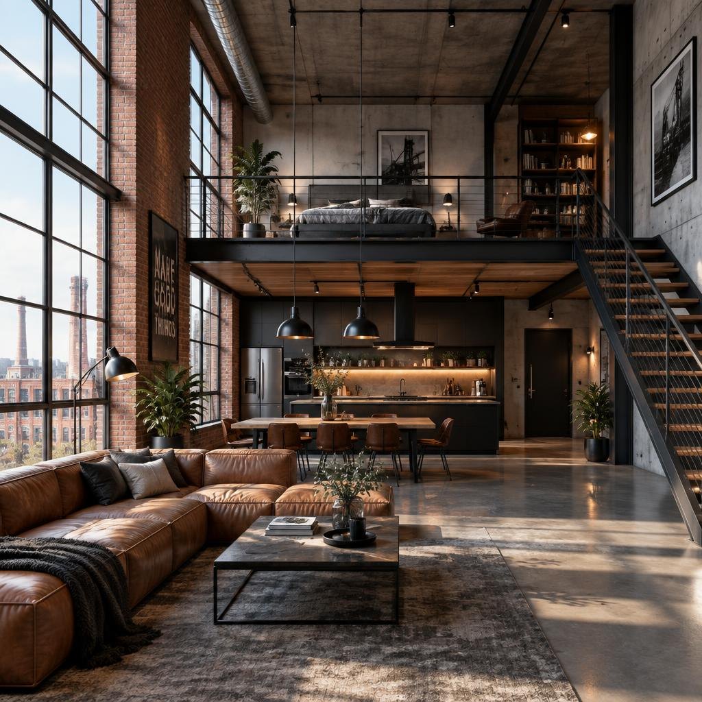 Loft przemysłowy, 6-metrowe sufity